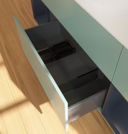 Тумба под раковину Villeroy & Boch Finion 160х50,1 см с подсветкой МДФ оливковый матовый лак/стекло белое матовое F981HGGM