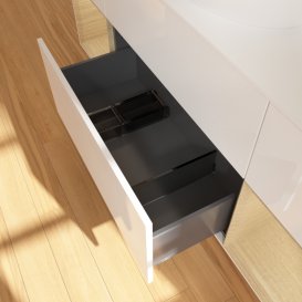 Тумба под раковину Villeroy & Boch Finion 160х50,1 см с подсветкой МДФ глянцевый белый лак/стекло белое матовое F981PCGF