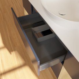 Тумба под раковину Villeroy & Boch Finion 160х50,1 см с подсветкой МДФ темно-синий матовый лак/стекло белое матовое F981PCHG