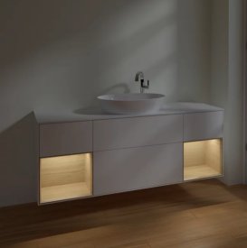 Тумба под раковину Villeroy & Boch Finion 160х50,1 см с подсветкой МДФ белый матовый лак/стекло белое матовое F981PCMT