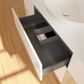 Тумба под раковину Villeroy & Boch Finion 160х50,1 см с подсветкой МДФ белый матовый лак/стекло белое матовое F981PCMT