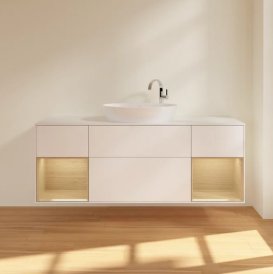Тумба под раковину Villeroy & Boch Finion 160х50,1 см с подсветкой МДФ белый матовый лак/стекло белое матовое F981PCMT