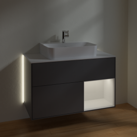 Тумба під раковину Villeroy & Boch Finion 100х50,1 см із підсвічуванням МДФ антрацитовий матовий лак/білий глянсовий/скло біле матове G121GFGK