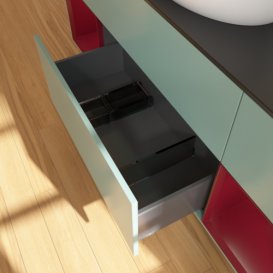 Тумба под раковину Villeroy & Boch Finion 160х50,1 см с подсветкой МДФ оливковый матовый лак/стекло черное матовое F982HBGM