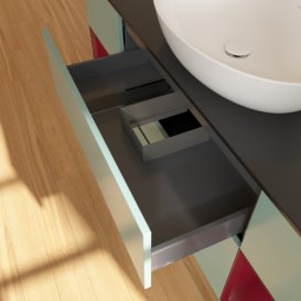 Тумба под раковину Villeroy & Boch Finion 160х50,1 см с подсветкой МДФ оливковый матовый лак/стекло черное матовое F982HBGM