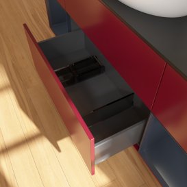 Тумба под раковину Villeroy & Boch Finion 160х50,1 см с подсветкой МДФ пион матовый лак/стекло черное матовое F982HGHB