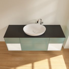 Тумба под раковину Villeroy & Boch Finion 160х50,1 см с подсветкой МДФ оливковый матовый лак/стекло черное матовое F982MTGM