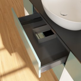 Тумба под раковину Villeroy & Boch Finion 160х50,1 см с подсветкой МДФ оливковый матовый лак/стекло черное матовое F982MTGM