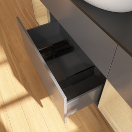 Тумба под раковину Villeroy & Boch Finion 160х50,1 см с подсветкой МДФ антрацит матовый лак/стекло черное матовое F982PCGK