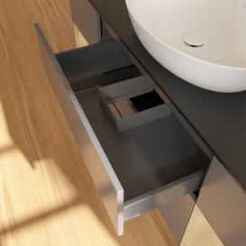 Тумба под раковину Villeroy & Boch Finion 160х50,1 см с подсветкой МДФ антрацит матовый лак/стекло черное матовое F982PCGK