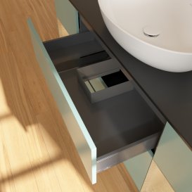 Тумба под раковину Villeroy & Boch Finion 160х50,1 см с подсветкой МДФ оливковый матовый лак/стекло черное матовое F982PCGM