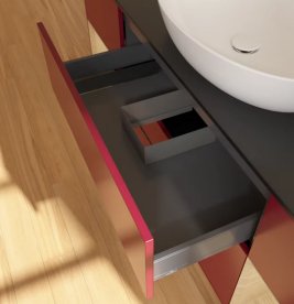 Тумба под раковину Villeroy & Boch Finion 160х50,1 см с подсветкой МДФ пион матовый лак/стекло черное матовое F982PCHB