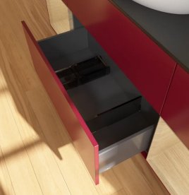 Тумба под раковину Villeroy & Boch Finion 160х50,1 см с подсветкой МДФ пион матовый лак/стекло черное матовое F982PCHB