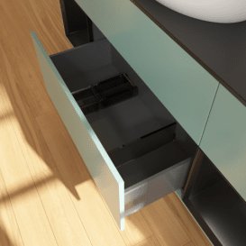 Тумба під раковину Villeroy & Boch Finion 160х50,1 см із підсвічуванням МДФ оливковий матовий лак/скло чорне матове F982PDGM