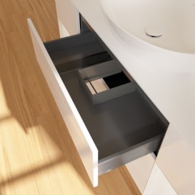 Тумба под раковину Villeroy & Boch Finion 160х50,1 см с подсветкой МДФ глянцевый белый лак/стекло белое матовое G981GFGF