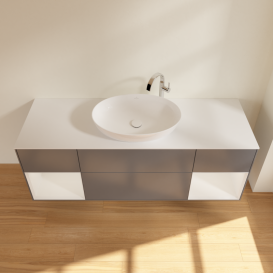 Тумба под раковину Villeroy & Boch Finion 160х50,1 см с подсветкой МДФ антрацит матовый лак/стекло белое матовое G981GFGK