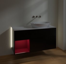 Тумба під раковину Villeroy & Boch Finion 120х50,1 см із підсвічуванням МДФ чорний матовий лак/скло біле матове GA41HBPD