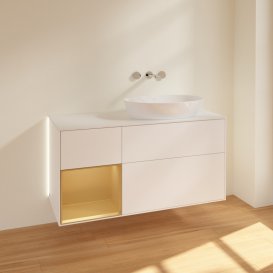 Тумба під раковину Villeroy & Boch Finion 120х50,1 см із підсвічуванням МДФ білий матовий лак/скло біле матове GA41HFMT