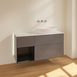 Тумба под раковину Villeroy & Boch Finion 120х50,1 см с подсветкой МДФ антрацит матовый лак/стекло белое матовое GA41PDGK