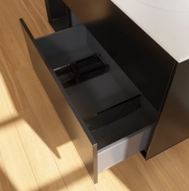 Тумба під раковину Villeroy & Boch Finion 120х50,1 см із підсвічуванням МДФ чорний матовий лак/скло біле матове GA41PDPD