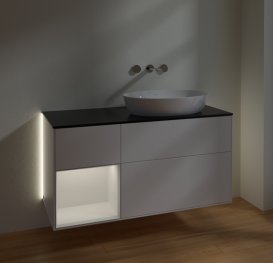 Тумба під раковину Villeroy & Boch Finion 120х50,1 см із підсвічуванням МДФ білий матовий лак/скло чорне матове GA42GFMT