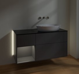 Тумба под раковину Villeroy & Boch Finion 120х50,1 см с подсветкой МДФ антрацит матовый лак/стекло черное матовое GA42GKGK