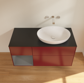 Тумба под раковину Villeroy & Boch Finion 120х50,1 см с подсветкой МДФ пион матовый лак/стекло черное матовое GA42GKHB