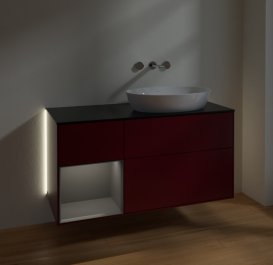 Тумба под раковину Villeroy & Boch Finion 120х50,1 см с подсветкой МДФ пион матовый лак/стекло черное матовое GA42GKHB