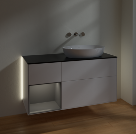 Тумба под раковину Villeroy & Boch Finion 120х50,1 см с подсветкой МДФ белый матовый лак/стекло черное матовое GA42GKMT