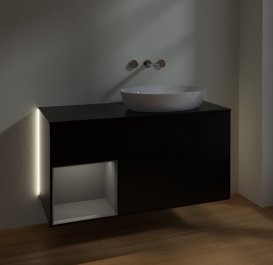 Тумба под раковину Villeroy & Boch Finion 120х50,1 см с подсветкой МДФ черный матовый лак/стекло черное матовое GA42GKPD