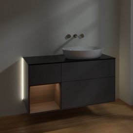 Тумба под раковину Villeroy & Boch Finion 120х50,1 см с подсветкой МДФ антрацит матовый лак/стекло черное матовое GA42GNGK