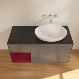 Тумба під раковину Villeroy & Boch Finion 120х50,1 см з підсвічуванням антрацит матовий лак/скло чорне матове GA42HBGK