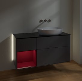 Тумба під раковину Villeroy & Boch Finion 120х50,1 см з підсвічуванням антрацит матовий лак/скло чорне матове GA42HBGK