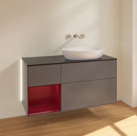 Тумба під раковину Villeroy & Boch Finion 120х50,1 см з підсвічуванням антрацит матовий лак/скло чорне матове GA42HBGK