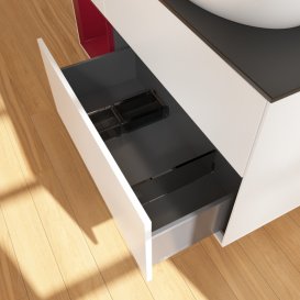 Тумба під раковину Villeroy & Boch Finion 120х50,1 см із підсвічуванням МДФ білий матовий лак/скло чорне матове GA42HBMT