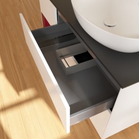 Тумба під раковину Villeroy & Boch Finion 120х50,1 см із підсвічуванням МДФ білий матовий лак/скло чорне матове GA42HBMT