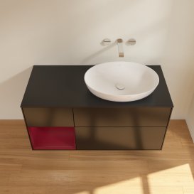 Тумба під раковину Villeroy & Boch Finion 120х50,1 см з підсвічуванням МДФ чорний матовий лак/скло чорне матове GA42HBPD