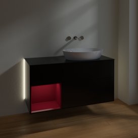 Тумба під раковину Villeroy & Boch Finion 120х50,1 см з підсвічуванням МДФ чорний матовий лак/скло чорне матове GA42HBPD