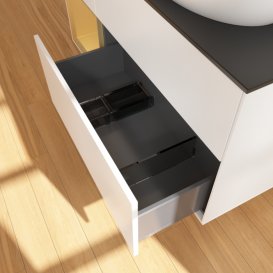 Тумба під раковину Villeroy & Boch Finion 120х50,1 см із підсвічуванням МДФ білий матовий лак/скло чорне матове GA42HFMT