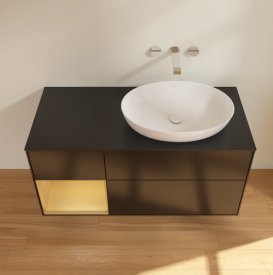 Тумба під раковину Villeroy & Boch Finion 120х50,1 см з підсвічуванням МДФ чорний матовий лак/скло чорне матове GA42HFPD
