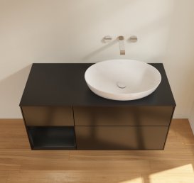 Тумба під раковину Villeroy & Boch Finion 120х50,1 см з підсвічуванням МДФ чорний матовий лак/скло чорне матове GA42PDPD