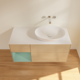 Тумба під раковину Villeroy & Boch Finion 120х50,1 см із підсвічуванням МДФ шпон дуба/скло біле матове GA41GMPC