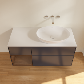 Тумба под раковину Villeroy & Boch Finion 120х50,1 см с подсветкой МДФ темно-синий матовый лак/стекло белое матовое GA41GNHG