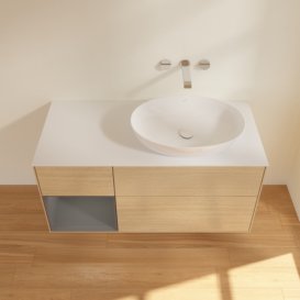 Тумба під раковину Villeroy & Boch Finion 120х50,1 см із підсвічуванням МДФ шпон дуба/скло біле матове GA41GKPC