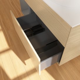 Тумба під раковину Villeroy & Boch Finion 120х50,1 см із підсвічуванням МДФ шпон дуба/скло біле матове GA41GKPC