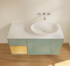 Тумба под раковину Villeroy & Boch Finion 120х50,1 см с подсветкой МДФ оливковый матовый лак/стекло белое матовое GA41HFGM