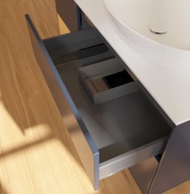 Тумба під раковину Villeroy & Boch Finion 120х50,1 см із підсвічуванням МДФ темно-синій матовий лак/скло біле матове GA41HFHG