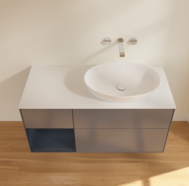 Тумба під раковину Villeroy & Boch Finion 120х50,1 см з підсвічуванням антрацит матовий лак/скло біле матове GA41HGGK