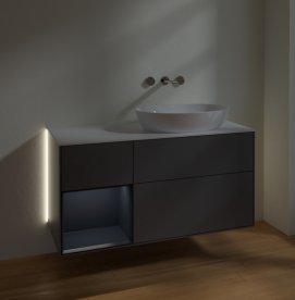 Тумба під раковину Villeroy & Boch Finion 120х50,1 см з підсвічуванням антрацит матовий лак/скло біле матове GA41HGGK