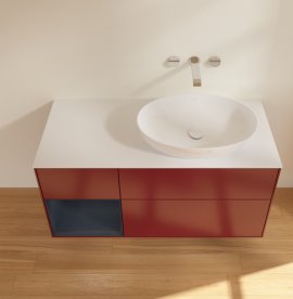 Тумба під раковину Villeroy & Boch Finion 120х50,1 см з підсвічуванням МДФ півонія матовий лак/скло біле матове GA41HGHB